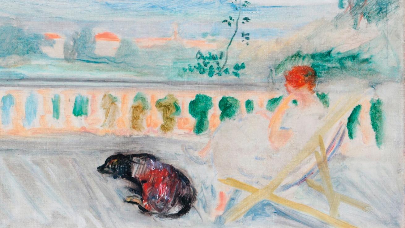 Charles Camoin (1879-1965), Madame Camoin et son chien sur la terrasse à Saint-Tropez,... Camoin et Bernard,  peintres de la femme 