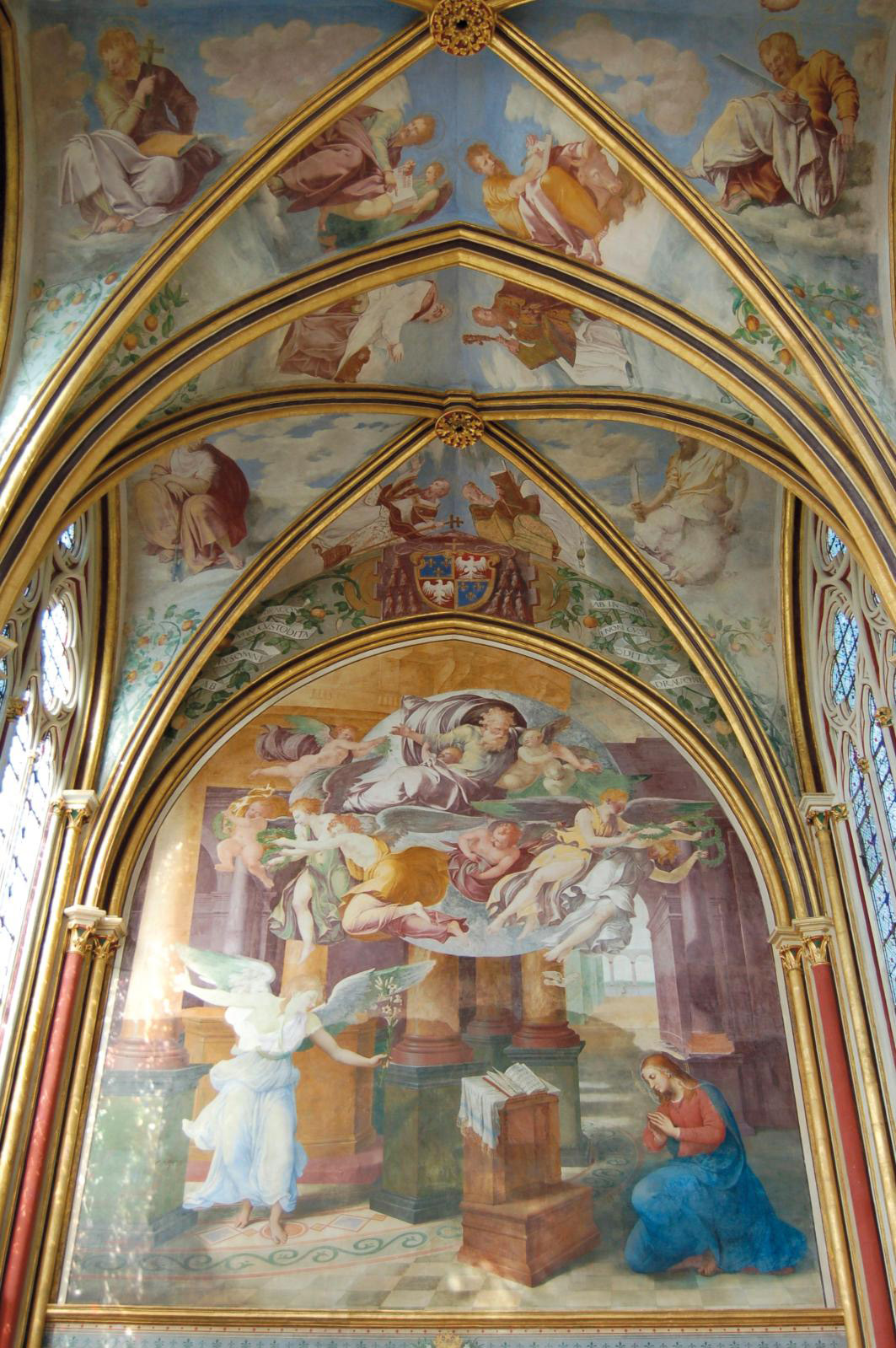 Francesco Primaticcio (1504-1570), frescoes on the vault of Saint Mary’s chapel, Royal Abbey of Chaalis.Photo: Virginie Potdevin