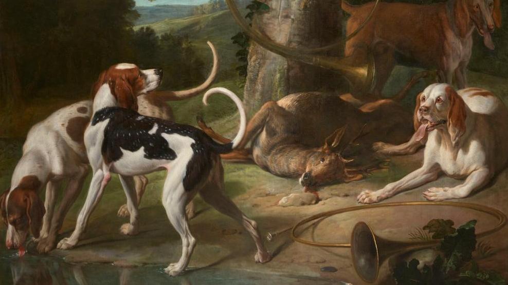 Alexandre-François Desportes (1661-1743), La Mort d’un chevreuil, huile sur toile,... Défilé bestial à Versailles