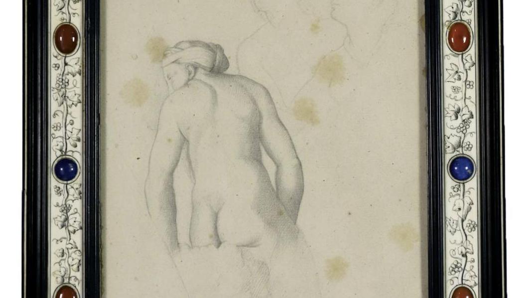 Edgar Degas (1834-1917), Étude de nus de dos et profil, dessin au crayon, étude de... Quand Degas copiait Raphaël