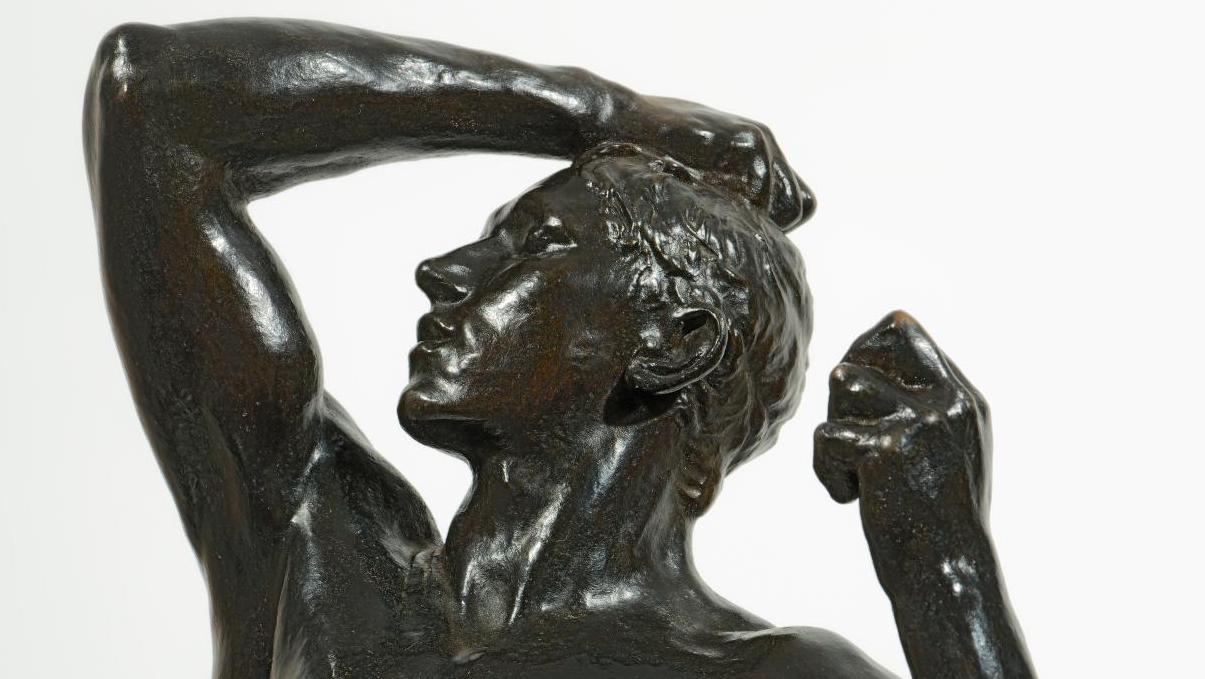 Auguste Rodin (1840-1917), L’Âge d’airain, petit modèle, bronze à patine brune fondu... L’Age d’airain, le premier buzz d’Auguste Rodin