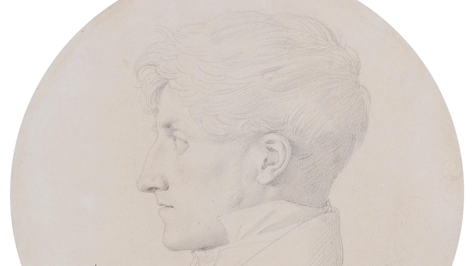 Jean Auguste Dominique Ingres (1780-1867), Portrait en buste de profil vers la gauche... Ingres, le profil d'Alexandre-Michel Beljame