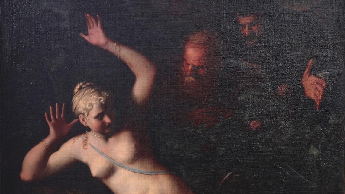 Cercle de Luca Giordano (XVIIe siècle), Suzanne et les Vieillards, huile sur toile,... À la manière de Giordano