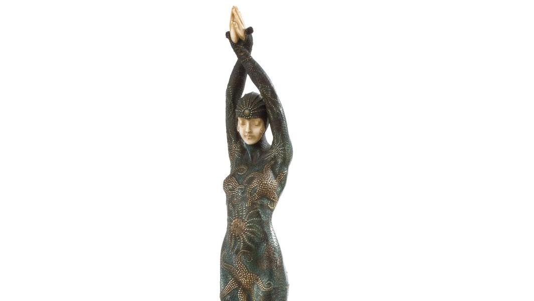 Demeter Chiparus (1886-1947), Étoile des mers, sculpture chryséléphantine à patine... De Chiparus à Dunand, les sirènes de l’art déco