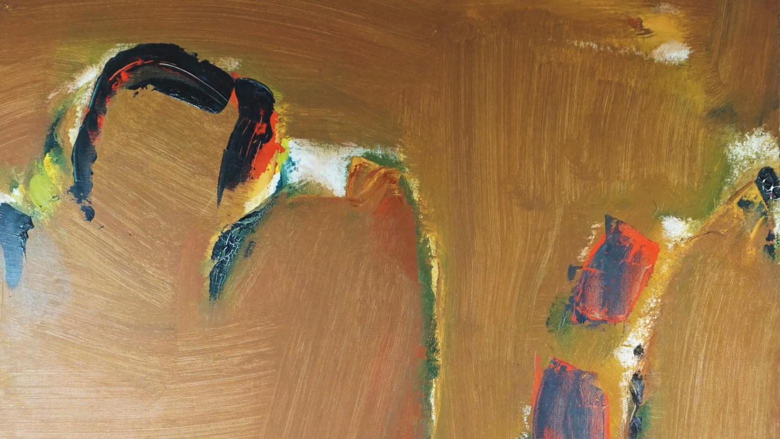 Olivier Debré (1920-1999), Paysage ocre orange Touraine, Nov. 63, huile sur toile... Les paysages telluriques d’Olivier Debré