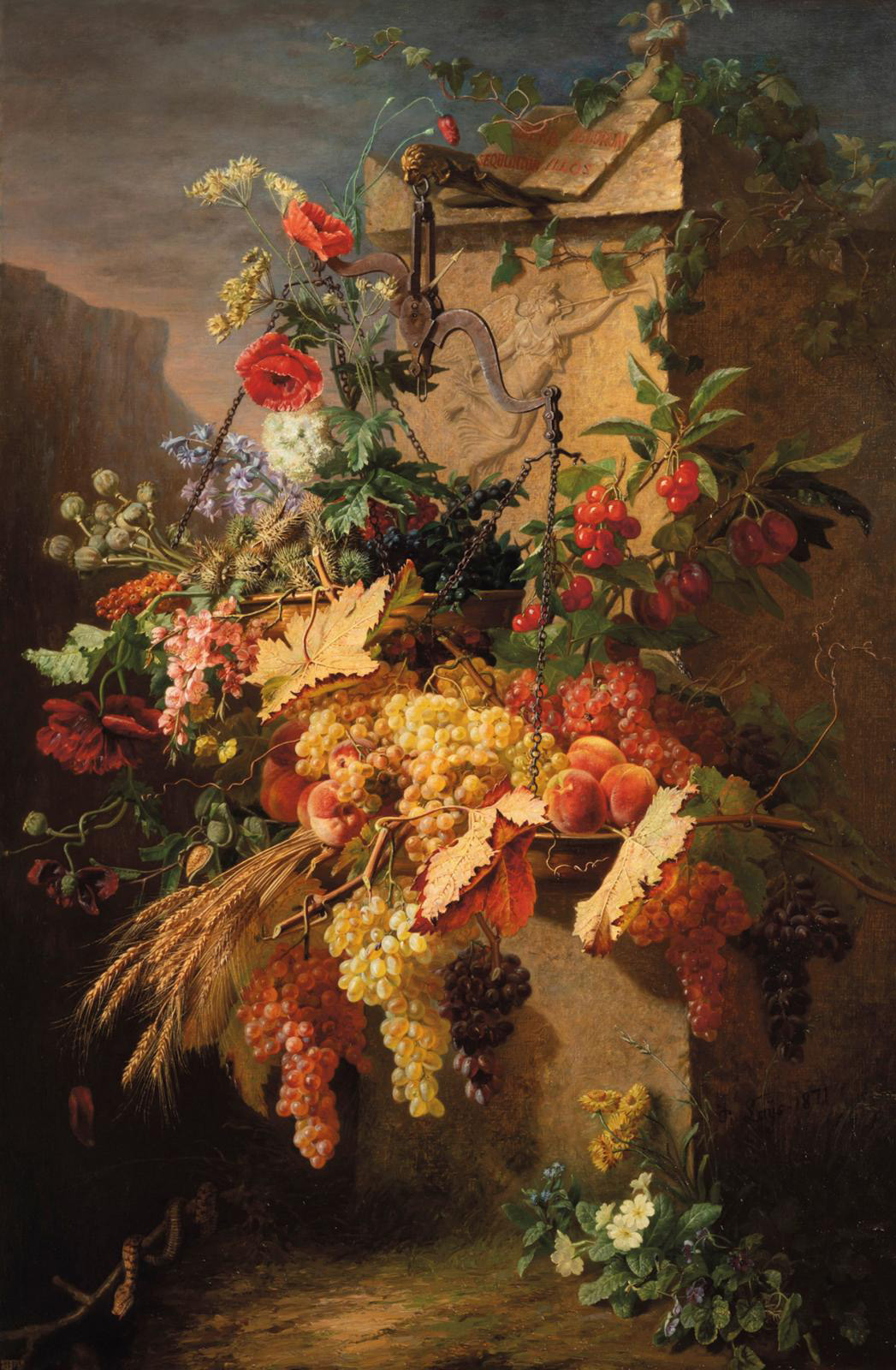 Jean-Pierre Laÿs (1827-1887), Le Bien et le Mal, 1871, oil on canvas, 194 x 128 cm/76.37 x 50.39 in.COURTESY GALERIE SEGOURA