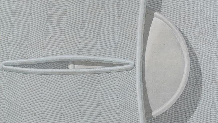 Domenico Gnoli (1933-1970), Unbuttoned Button, 1969, acrylique et sable sur toile,... Domenico Gnoli, motionless perfection