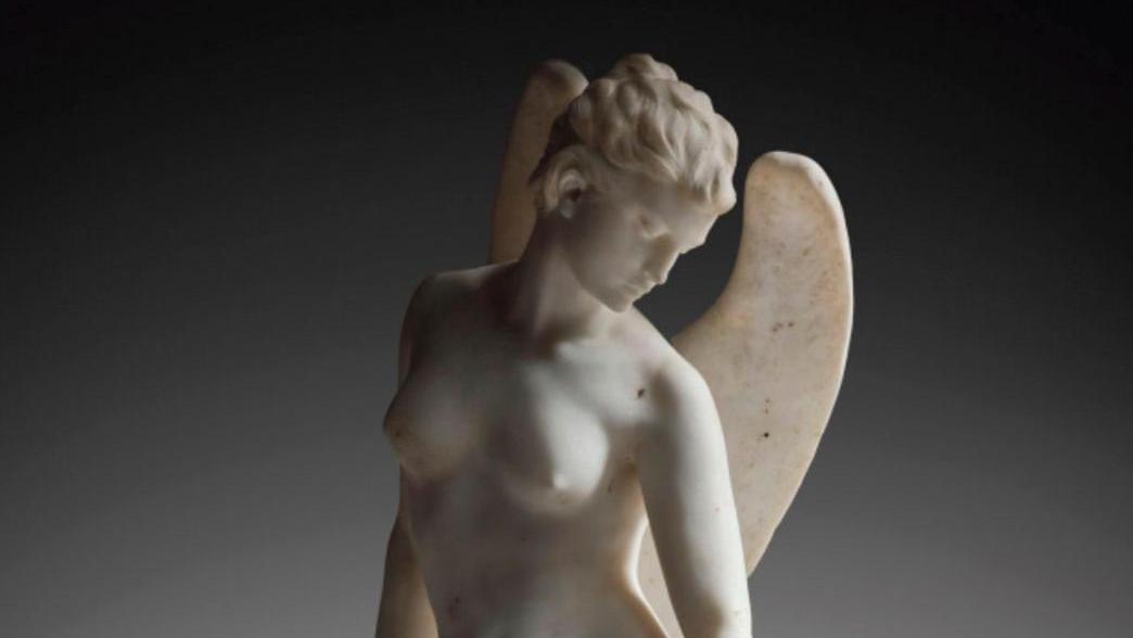 Alfred Boucher (1850–1934), Hirondelle blessée (The Wounded Swallow), sculpture in... A Delicate Wounded Swallow by Alfred Boucher