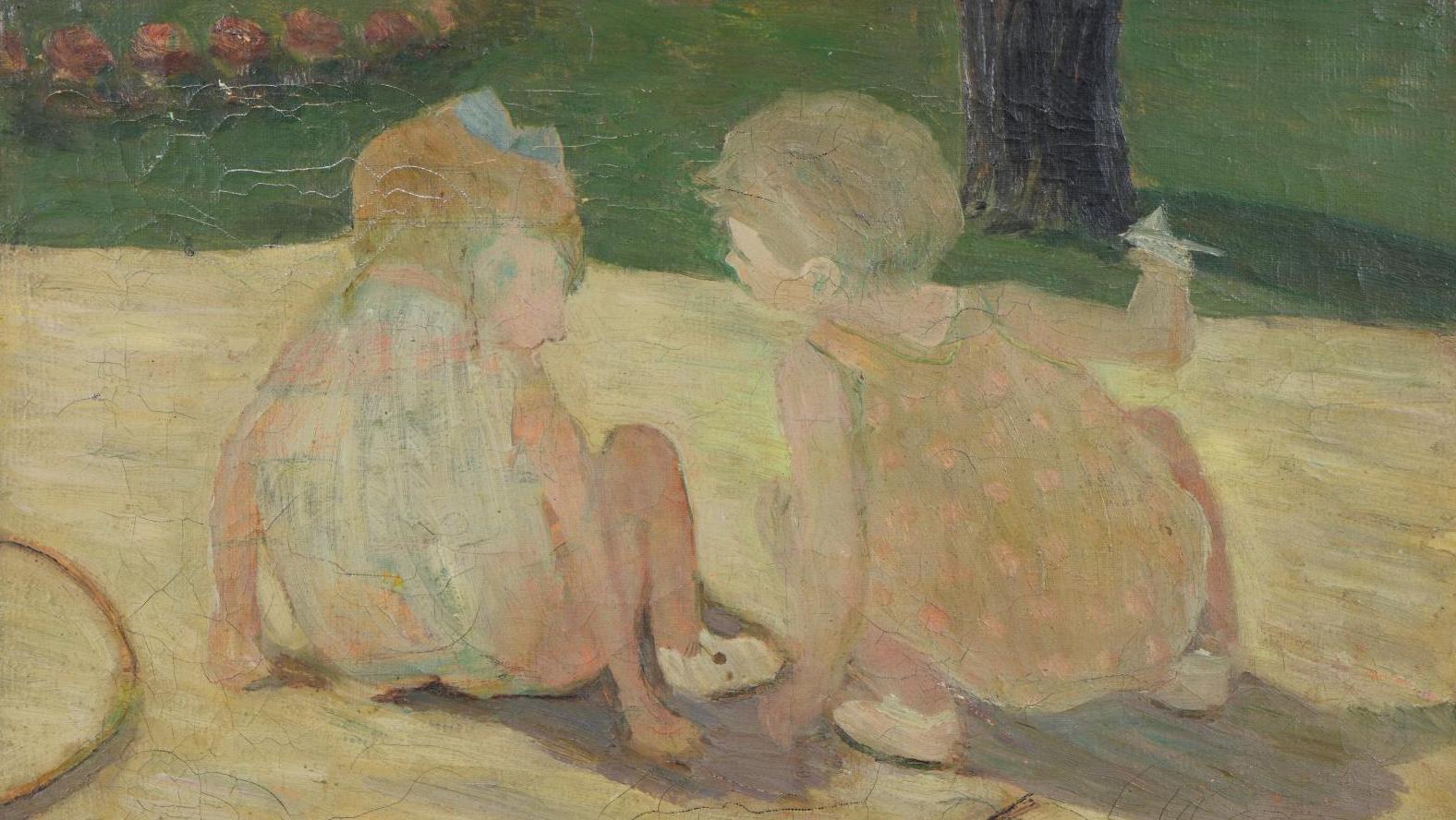 Serge Gainsbourg (1928-1991), Les Enfants au square, huile sur toile, 33 x 45,5 cm.... Le Gainsbourg de Juliette Gréco