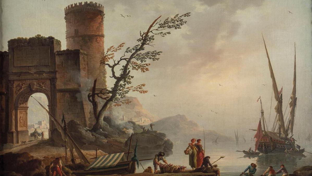 Charles François Lacroix de Marseille (vers 1700-1748), Marine par temps calme, toile,... Une marine de Lacroix de Marseille