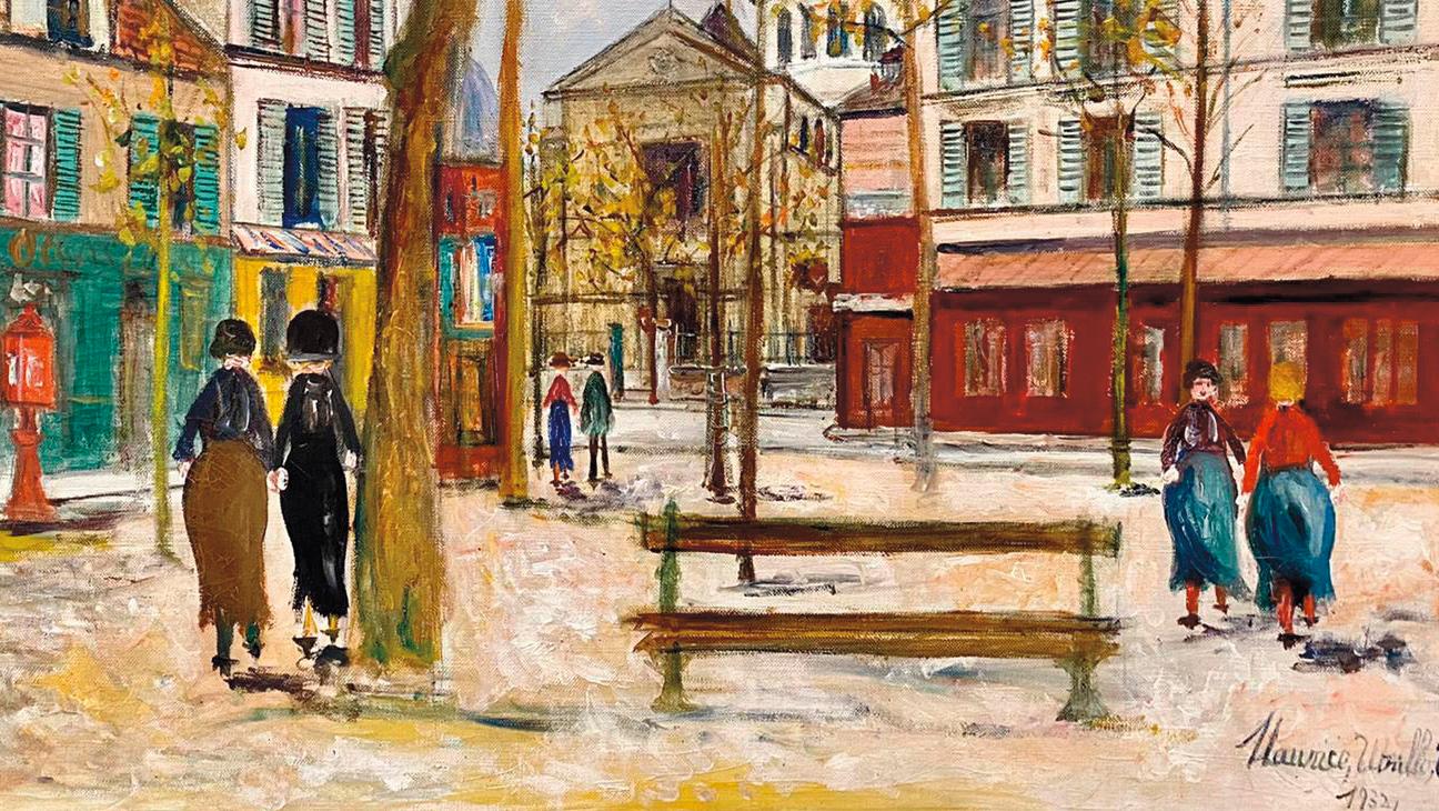 Maurice Utrillo (1883-1955), Montmartre, animation place du Tertre, 1932, huile sur... Utrillo, ambassadeur de Montmartre