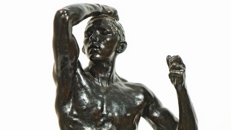 Auguste Rodin (1840-1917), L’Âge d’airain, petit modèle, bronze à patine brun-noir... Rodin, Renoir, Mathieu : des œuvres jalons
