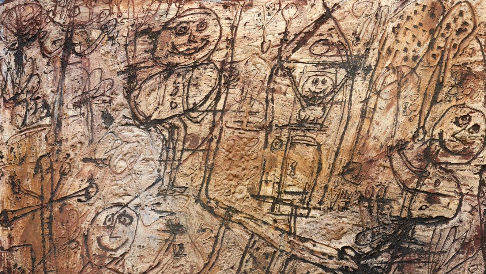 Jean Dubuffet (1901-1985), Petit paysage avec personnages, 1949, huile sur Isorel... Un Dubuffet sous le signe d’une amitié artistique avec Slavko Kopac