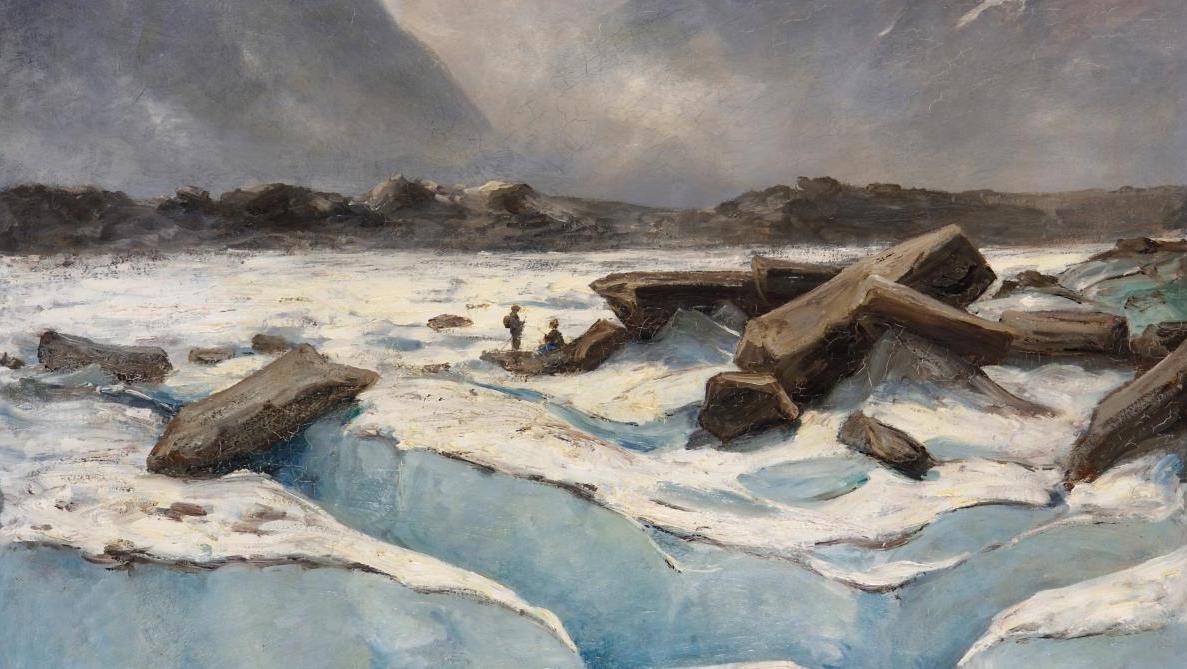 Gabriel Loppé (1825-1913), Alpinistes sur le glacier de l’Unteraar, vers 1868, huile... La symphonie alpestre de Gabriel Loppé, peintre et alpiniste