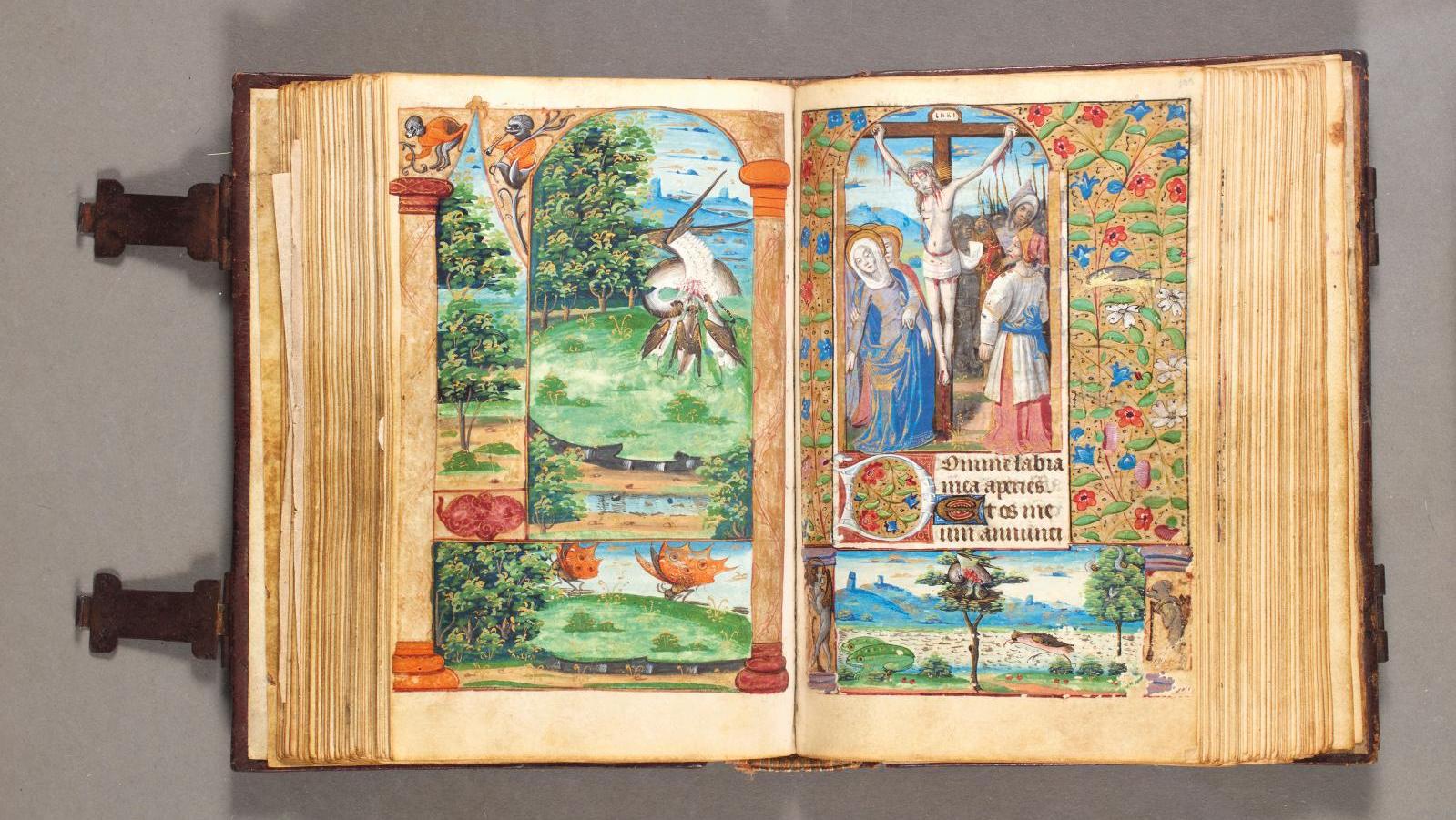 Livre d’heures à l’usage de Paris, «HJ» ou «JH» au pélican mystique, en latin, enluminé... Manuscrits à peintures du XVe siècle