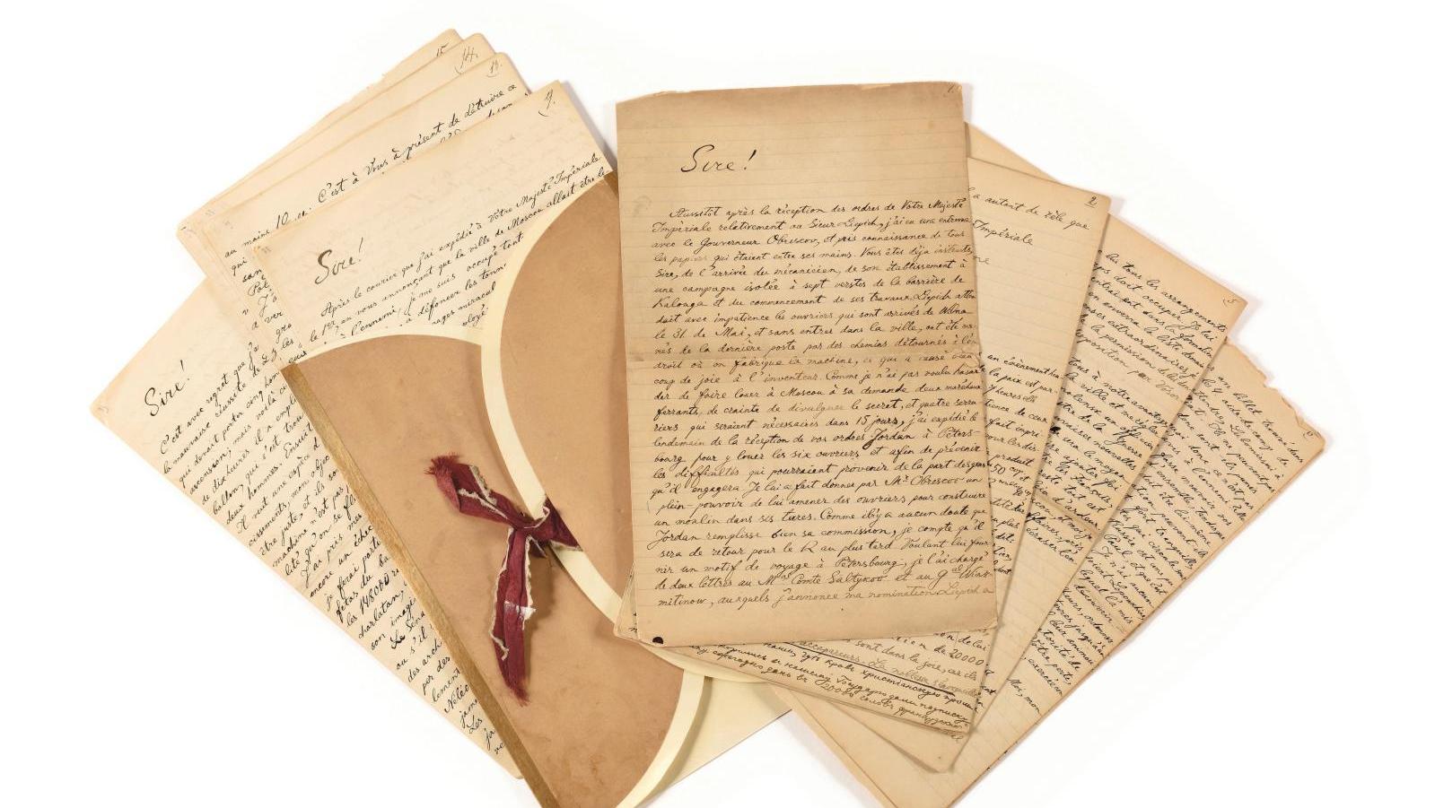 Copie manuscrite de 27 lettres adressées au tsar entre le 27 mai et le 2 décembre 1812,... Sur les terres de Russie