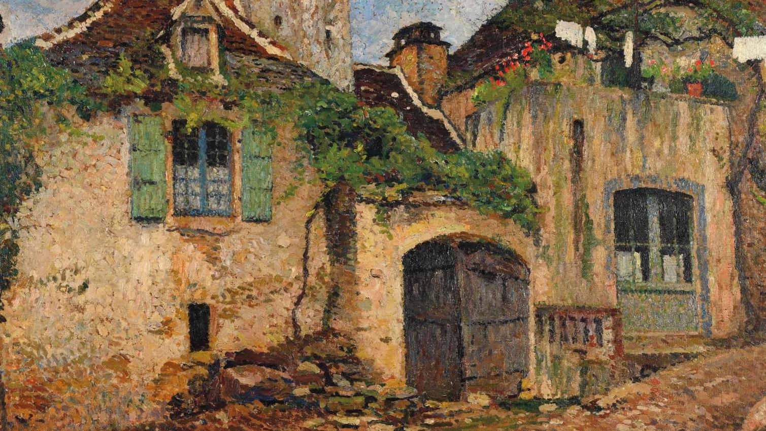 Henri Martin (1860-1943), Maison dans le village, huile sur toile, 90,5 x 116 cm.... Henri Martin, de Toulouse à Pont-Aven