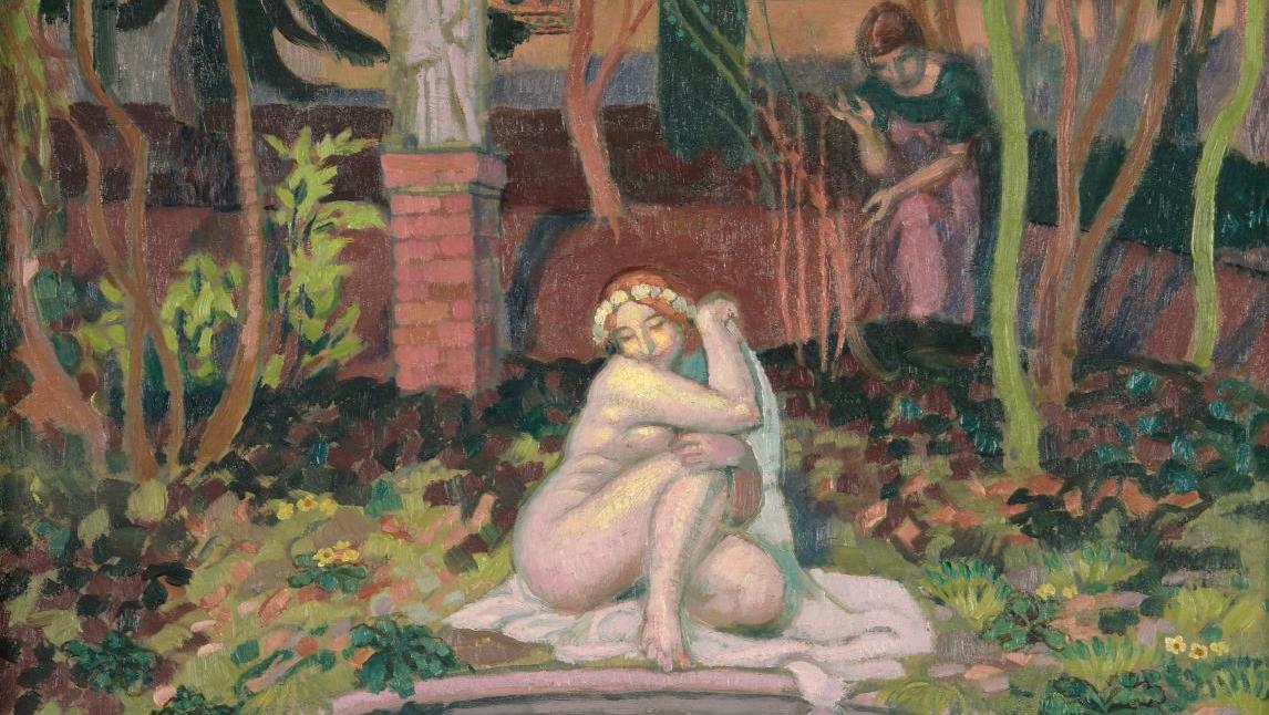 Maurice Denis (1870-1943), Bethsabée devant le bassin du prieuré, 1918, huile sur... Bethsabée au bain de Maurice Denis
