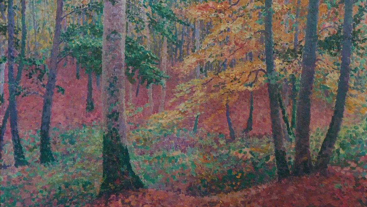 Georges Lacombe (1868-1916), Sous-bois en automne, huile sur toile monogrammée en... L’art de Georges Lacombe en trois œuvres