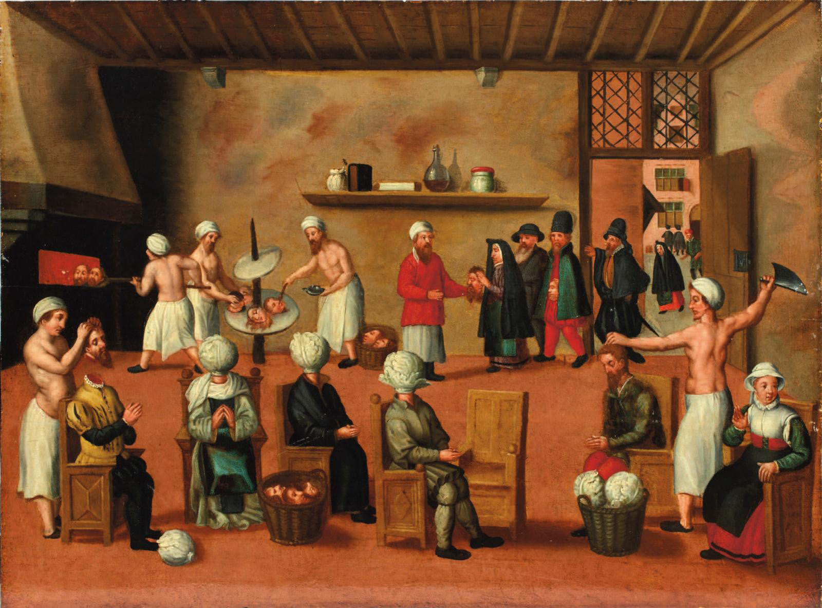 This painting, by the circle of Cornelis Van Dalem (c. 1530-1573), depicts The Legend of the Baker of Eecklo (49 x 66 cm/19.3 x 26 in), wh
