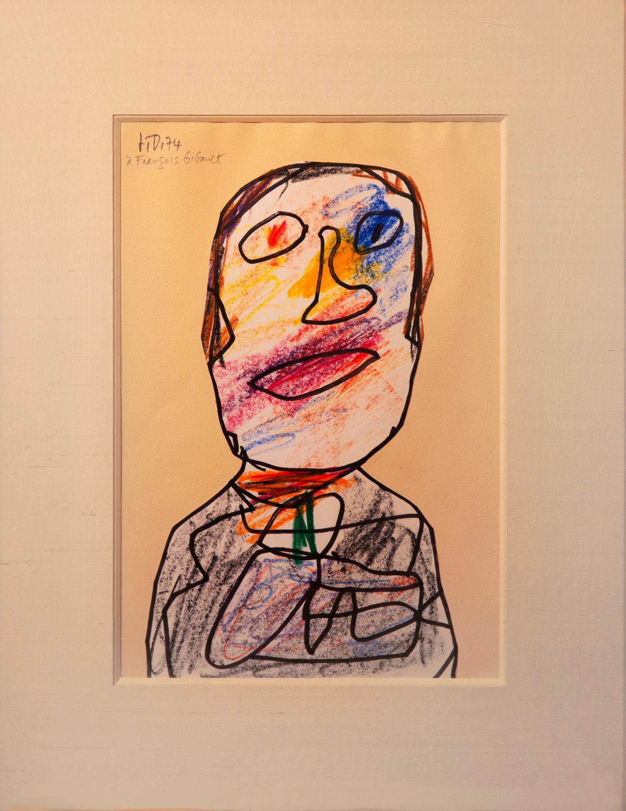 Jean Dubuffet (1901-1985), Staub Herbert 1974, crayons de couleur sur papier. Collection François Gibault. © Photo Raphaël Gaillarde