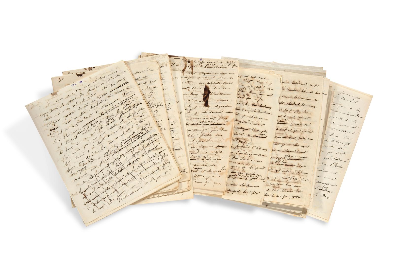 Gustave Flaubert, Pyrennées & Corse, manuscrit autographe, 1840, 276 pages petit in-4°. Estimation : 50 000/60 000 €