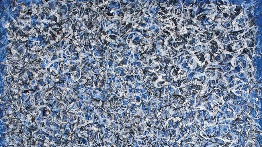 Mark Tobey (1890-1976), Blue and White Calligraphy, 1962, tempera on cardboard, 111.5... Abstract Art in Majesty with Mark Tobey and Anna-Eva Bergman