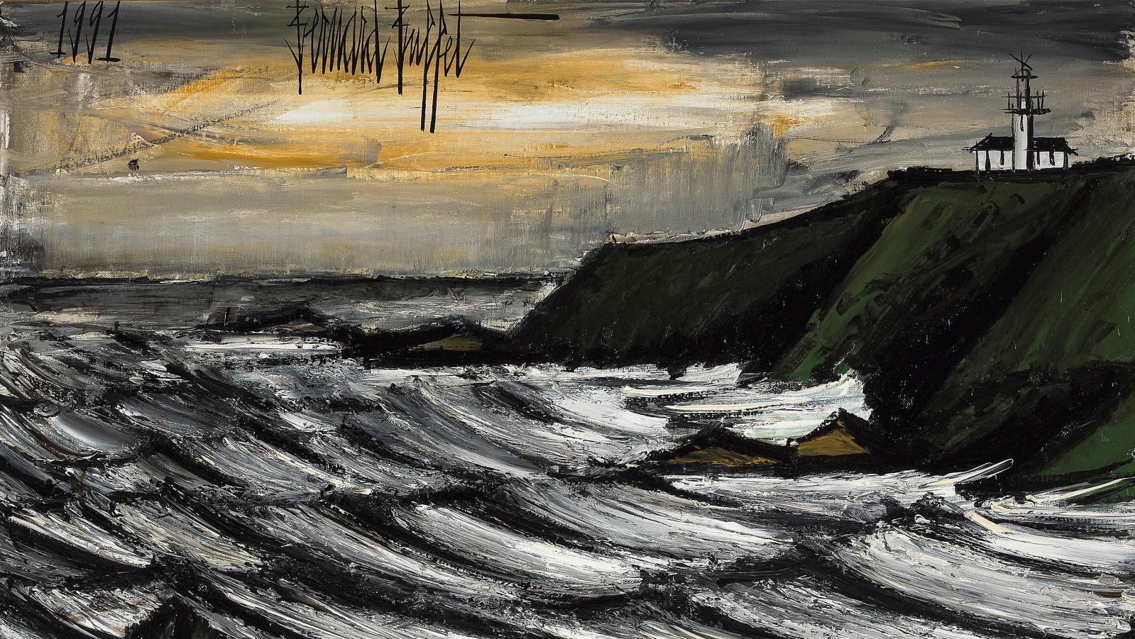 Bernard Buffet (1928-1999), Le Train de vagues à la pointe des Poulains, huile sur... Oudry, Buffet et Estève