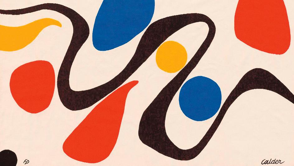 Alexander Calder (1898-1976) et ateliers Pinton Frères à Aubusson, Serpent pressé,... Une tapisserie d'Aubusson de Calder