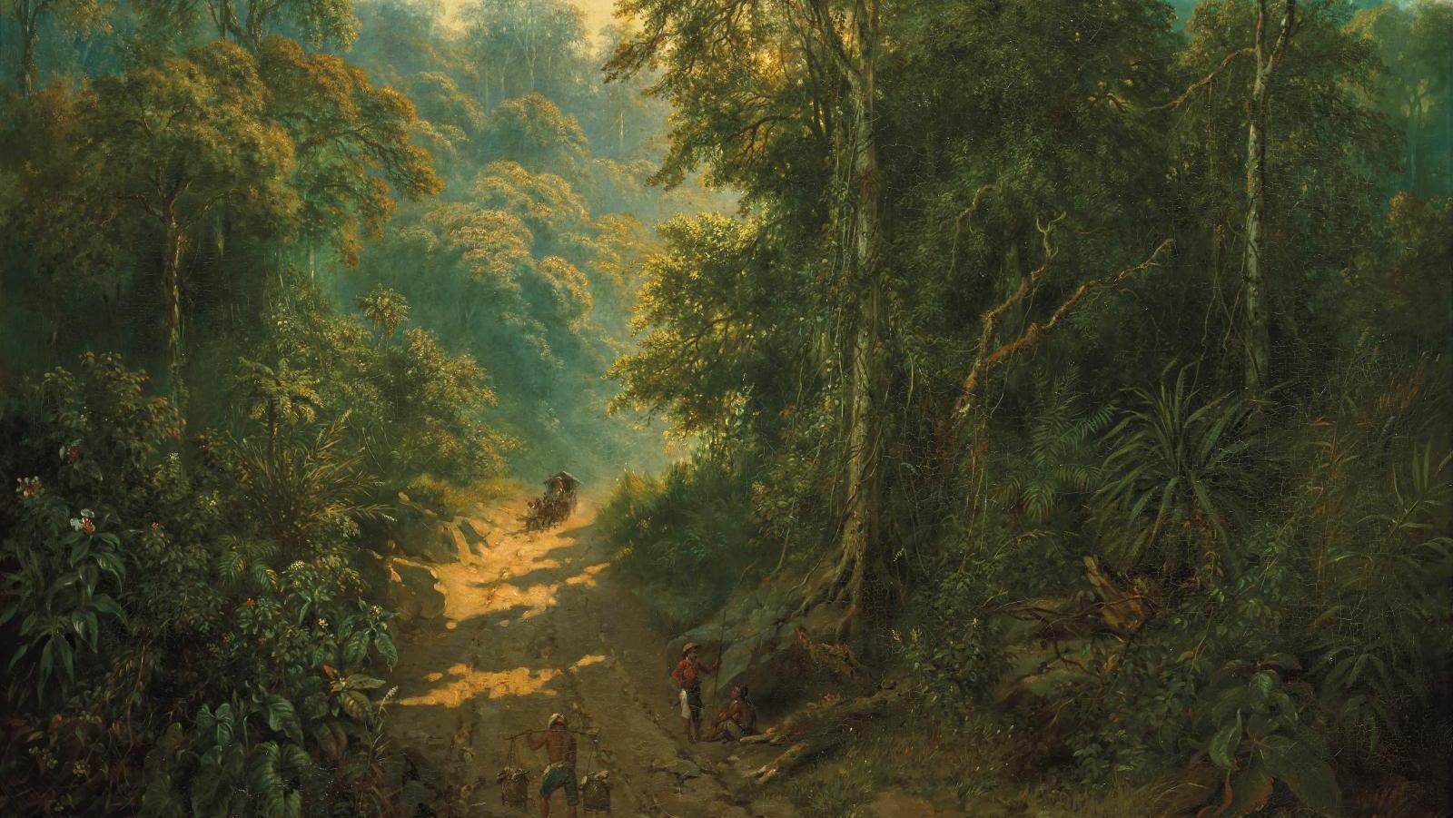 Raden Saleh (vers 1811-1880), Route descendant du mont Megamendung, 1861, huile sur... Nouveau succès pour Raden Saleh 
