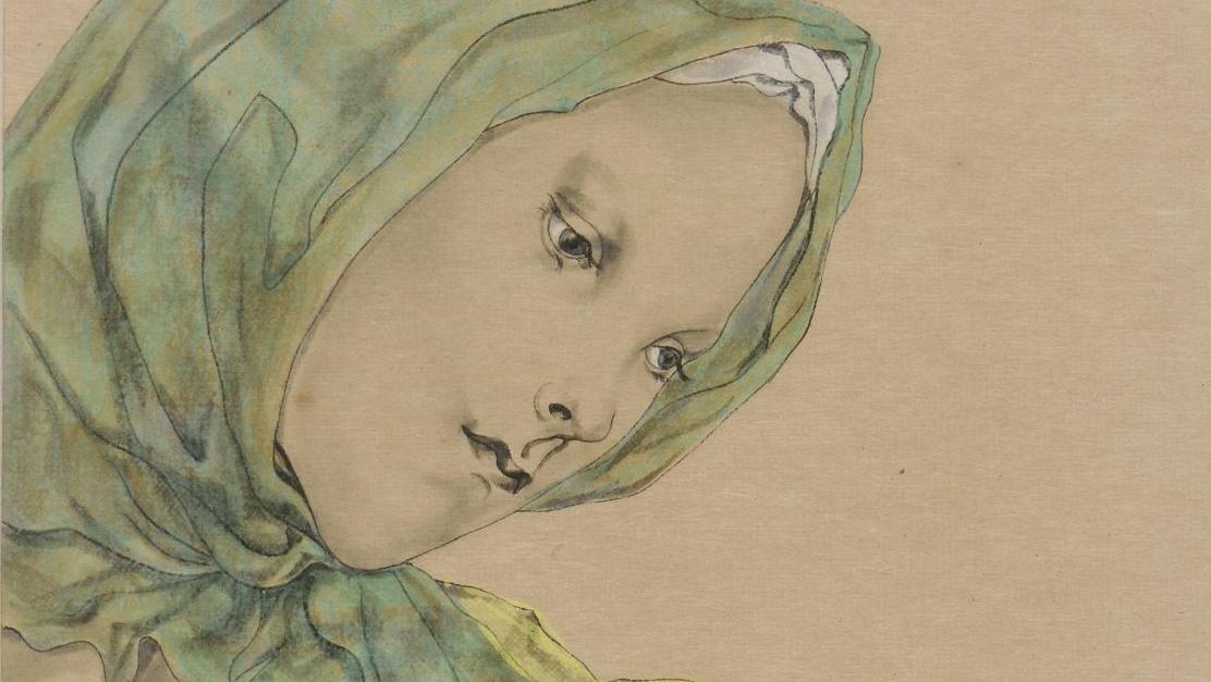 Léonard Tsuguharu Foujita (1886-1968), Maternité, encre, gouache et aquarelle sur... Une maternité de Foujita aux résonances mariales