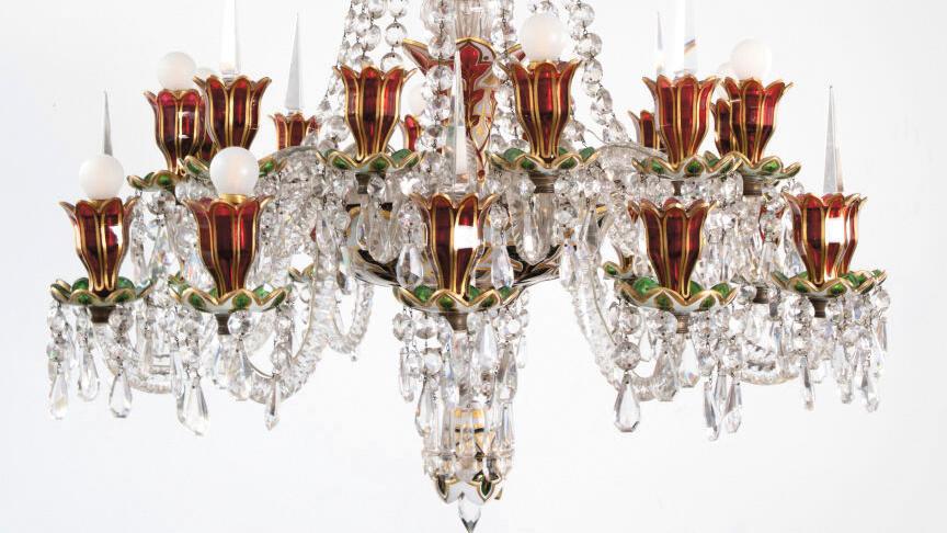 Baccarat glassworks, last quarter of 19th century, cut crystal chandelier with twenty-four... Spotlight on Baccarat
