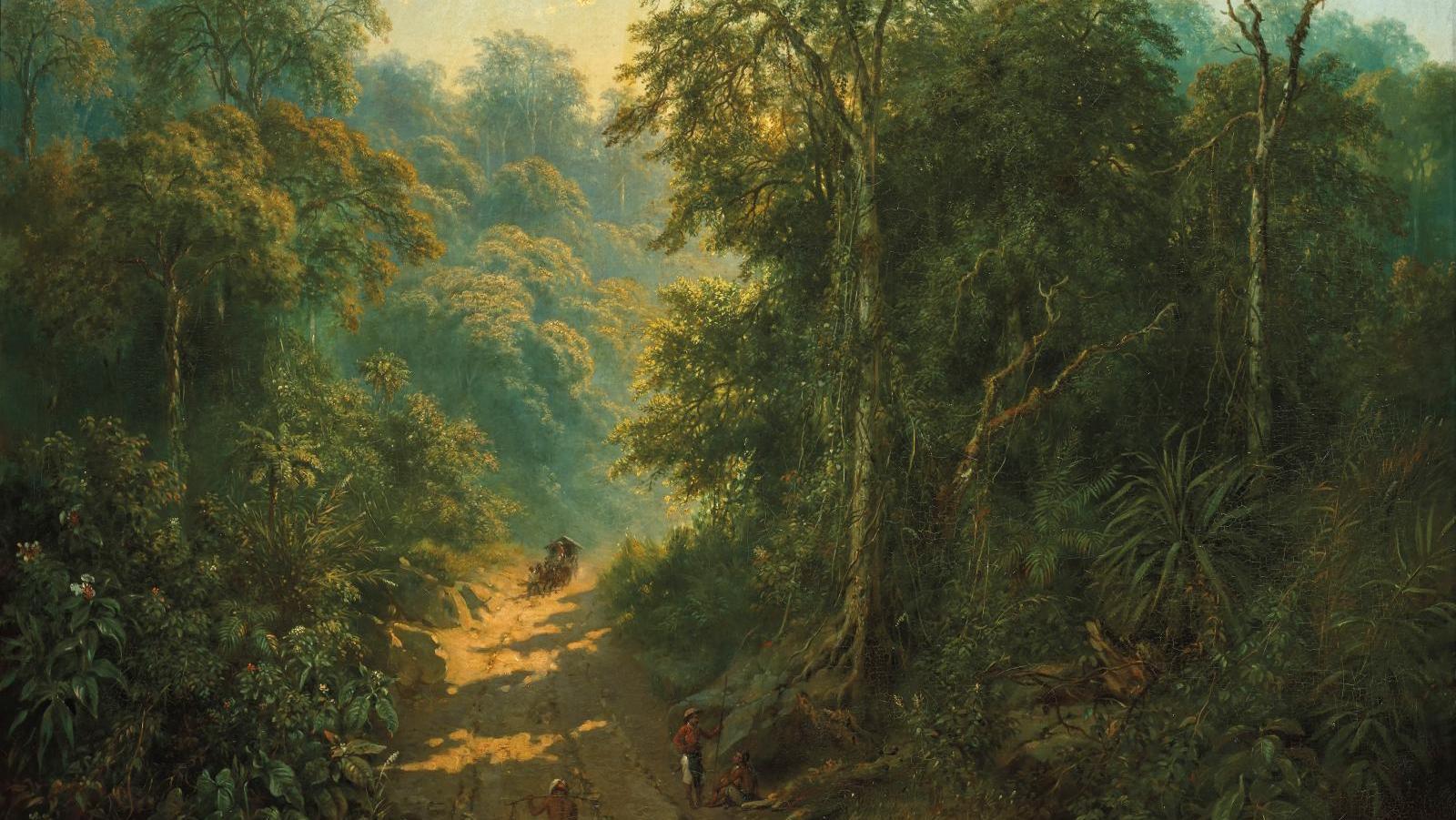 Raden Saleh (c. 1811-1880), Road Descending from Mount Megamendung, 1861, oil on... New Success for Indonesian Painter Raden Saleh
