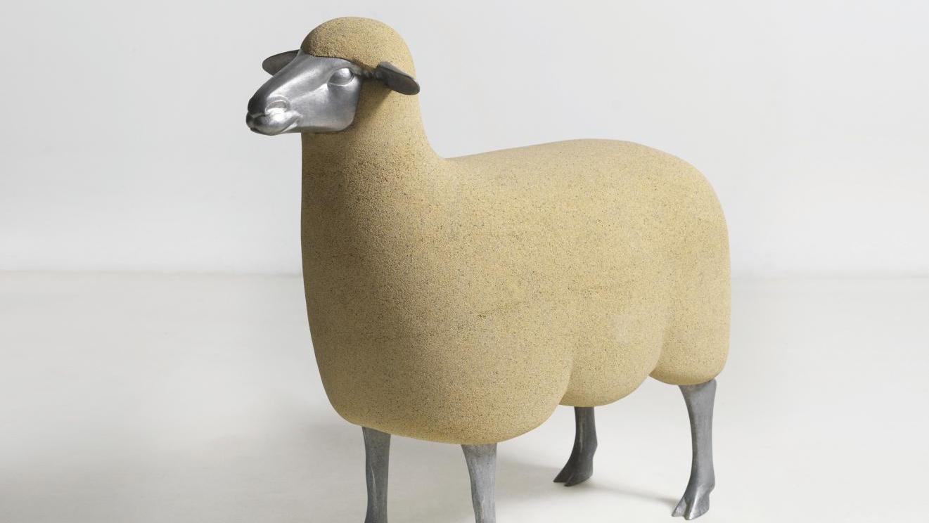 François-Xavier Lalanne (1927-2008), Mouton de pierre, pierre Époxy et aluminium,... Un Renoir, un Lalanne et deux Delaney