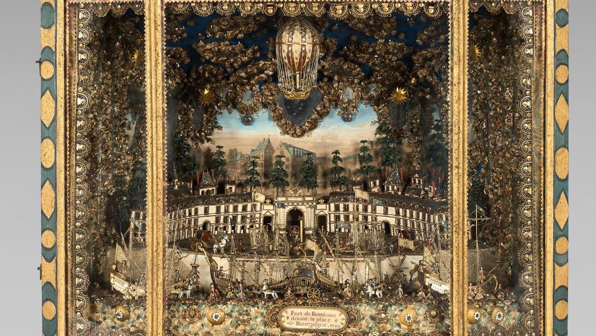Diorama en verre filé de Nevers, Port de Bordeaux devant la place de Bourgogne, 1786,... Instantané de Bordeaux en verre filé