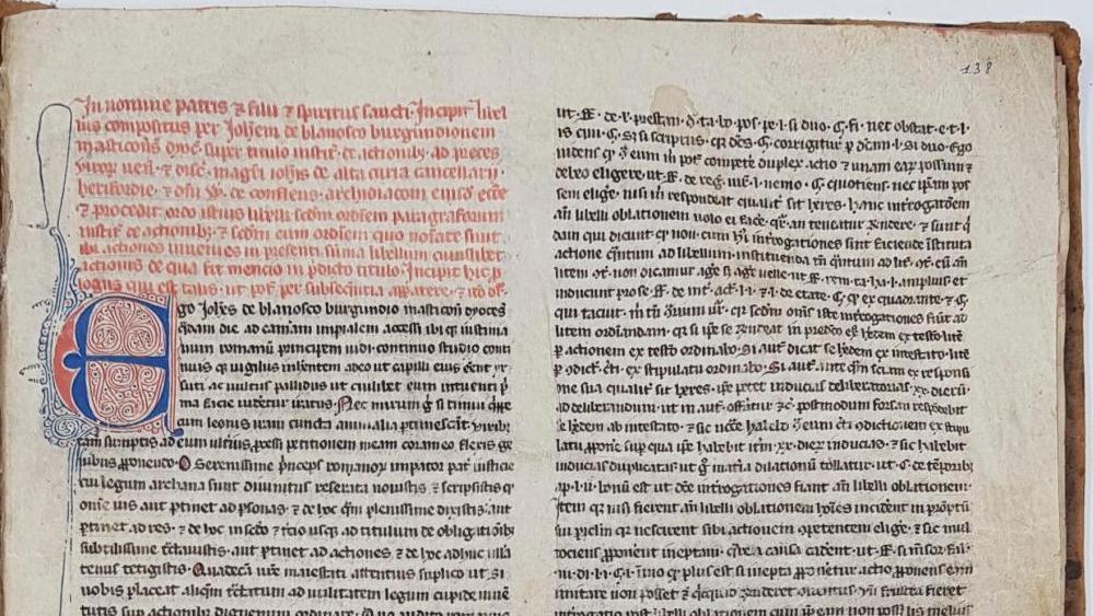 XIIIe siècle, manuscrit de droit féodal sur vélin de Jean de Blanot (vers 1230-1280),... Dès le XIIIe siècle, un texte cadre pour la féodalité