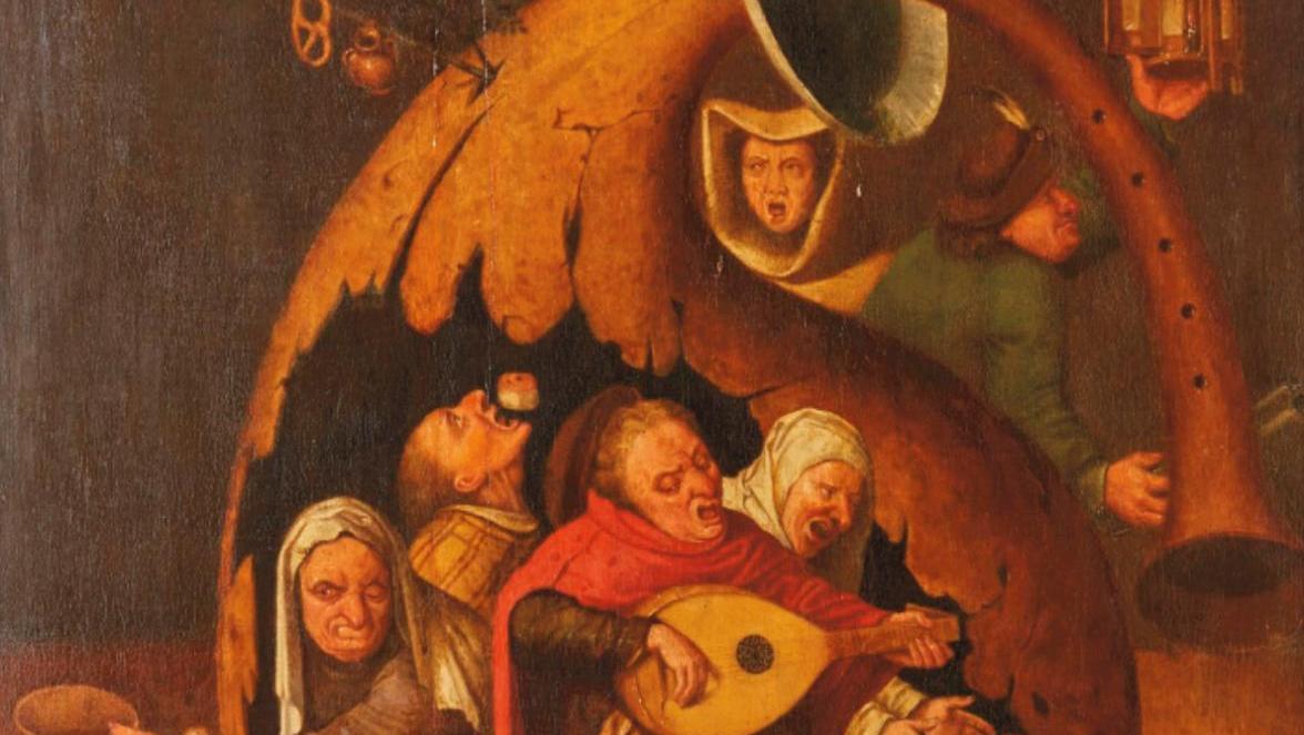 École flamande du XVIIe siècle, suiveur de Jérôme Bosch (1450-1516), Le Concert dans... Le Carnaval contre le Carême