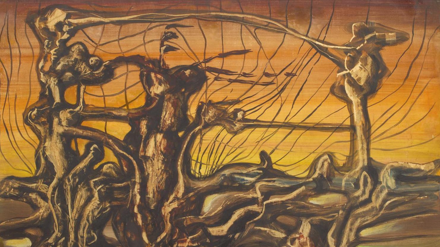 Esteban Francés (1913-1976), Brote (Épidémie), 1938, huile sur carton, 50 x 65 cm... Les peintures de la collection Kahn