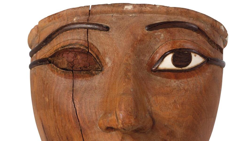 Egypt, New Kingdom, 18th-20th dynasty (1550-1069 B.C.E.), wooden sarcophagus mask,... Treasures of Egypt and Turkey 