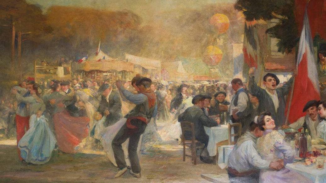 Alex Lizal (1878-1915) L’Assemblade au Pays landais, 1904, huile sur toile, signée... Peintures bordelaises : Lizal, Sourgen, Lépine...