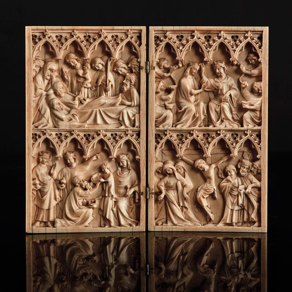 14th Century Ivory Diptychs: An Exquisite Example From a Paris Workshop  - Lots sold