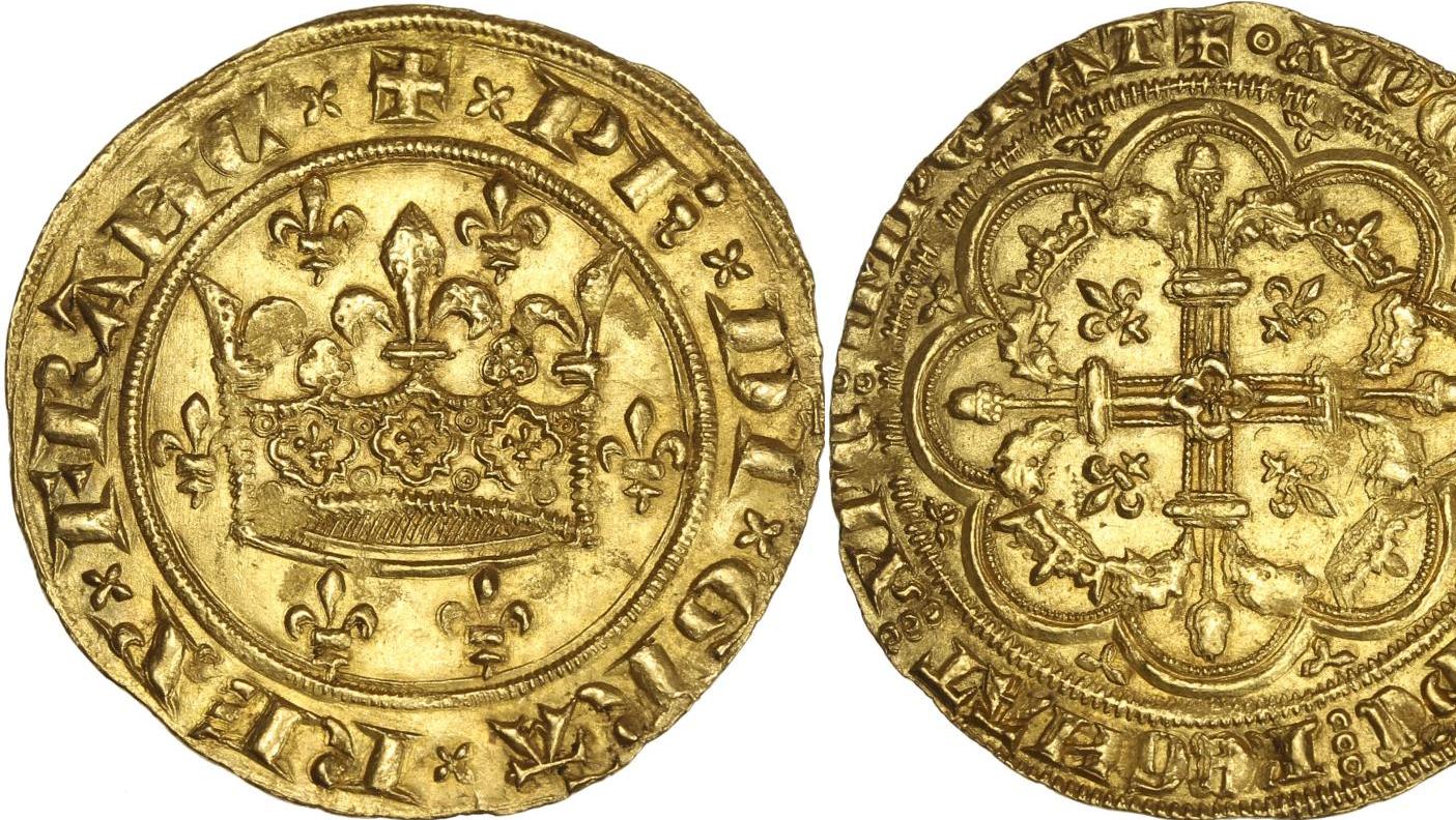 Philippe VI de Valois (1328-1350) , couronne d’or (29 janvier 1340), 5,43 g, couronne... La collection de monnaies du docteur F. : une grande leçon d’Histoire 