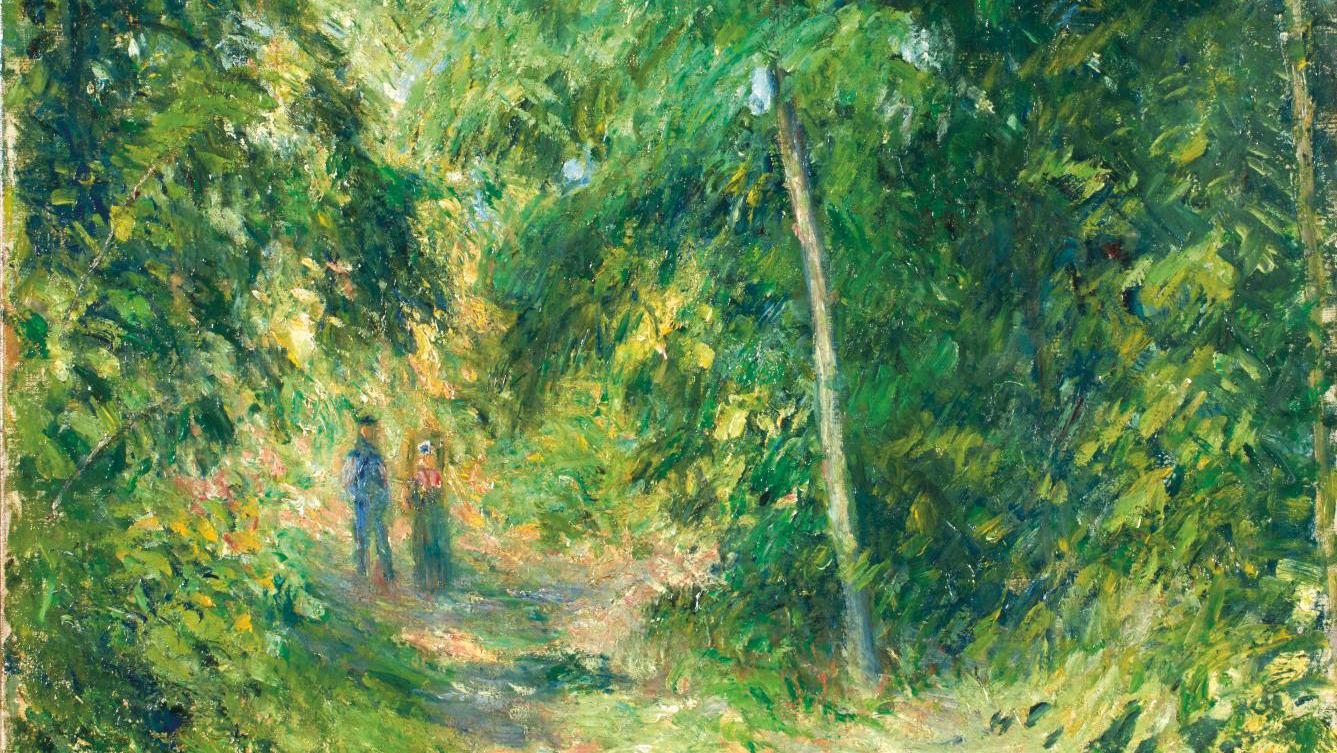 Camille Pissarro (1830-1903), Sous-bois à Pontoise (Woods in Pontoise), 1877, oil... An Impressionistic Stroll with Pissarro and Moret 