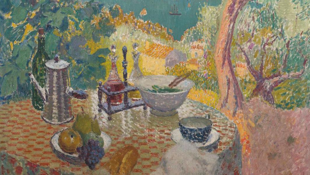 Joseph Lépine (1867-1943), Table et nature morte devant la baie de Saint-Tropez,... Joseph Lépine, une carrière itinérante
