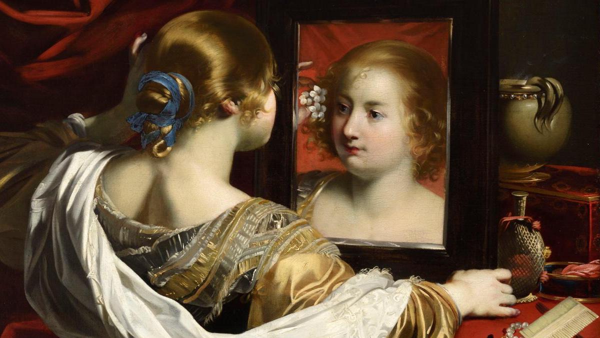 Nicolas Régnier  (vers 1591-1667), Jeune femme à sa toilette, vers 1630, huile sur... Memento mori, ou l’art et le plaisir de méditer au musée des beaux-arts de Lyon