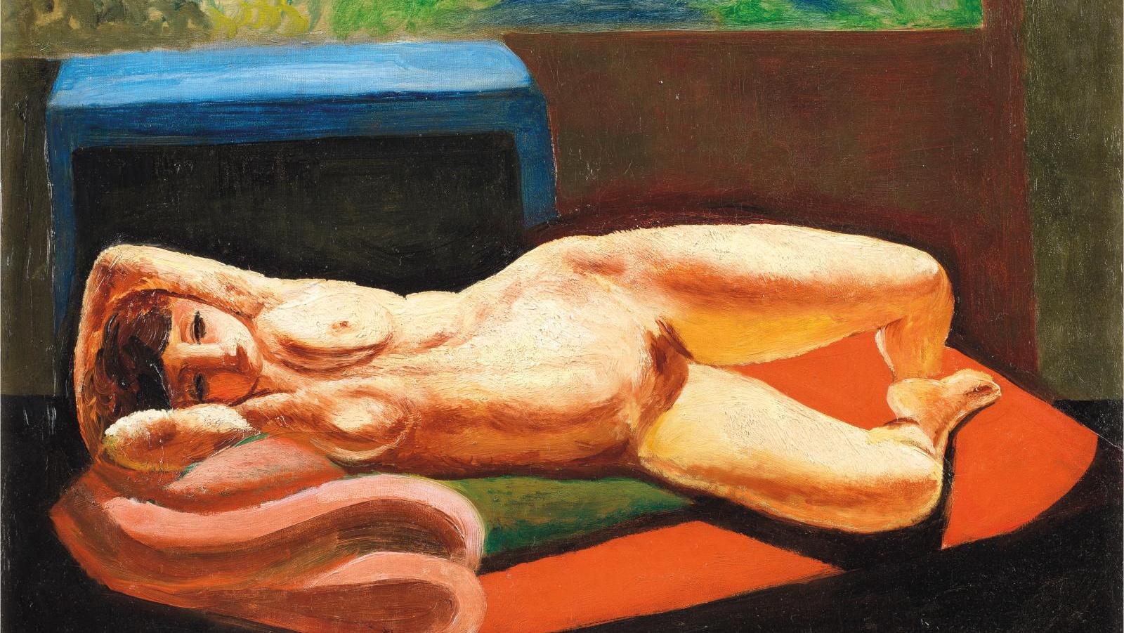 Moïse Kisling (1891-1953), Nu couché, 1917, huile sur toile, 46 x 61 cm. Adjugé :... Moïse Kisling, Auguste Rodin et Georges Braque