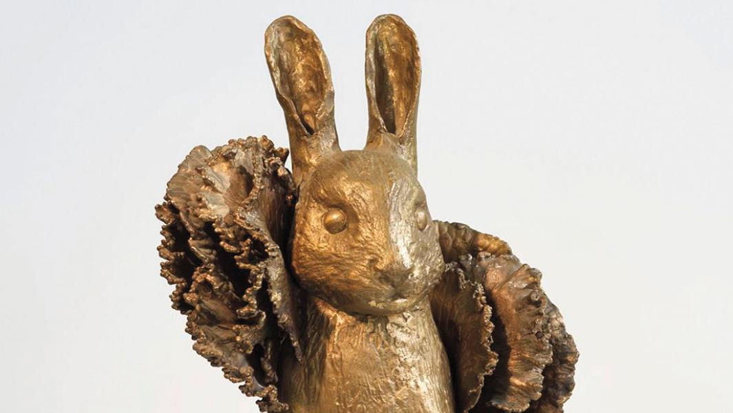 Claude Lalanne (1925–2019), Lapin de Victoire (Victory Rabbit), bronze with a golden... The Lalannes’ Fable of the Sheep and the Rabbit