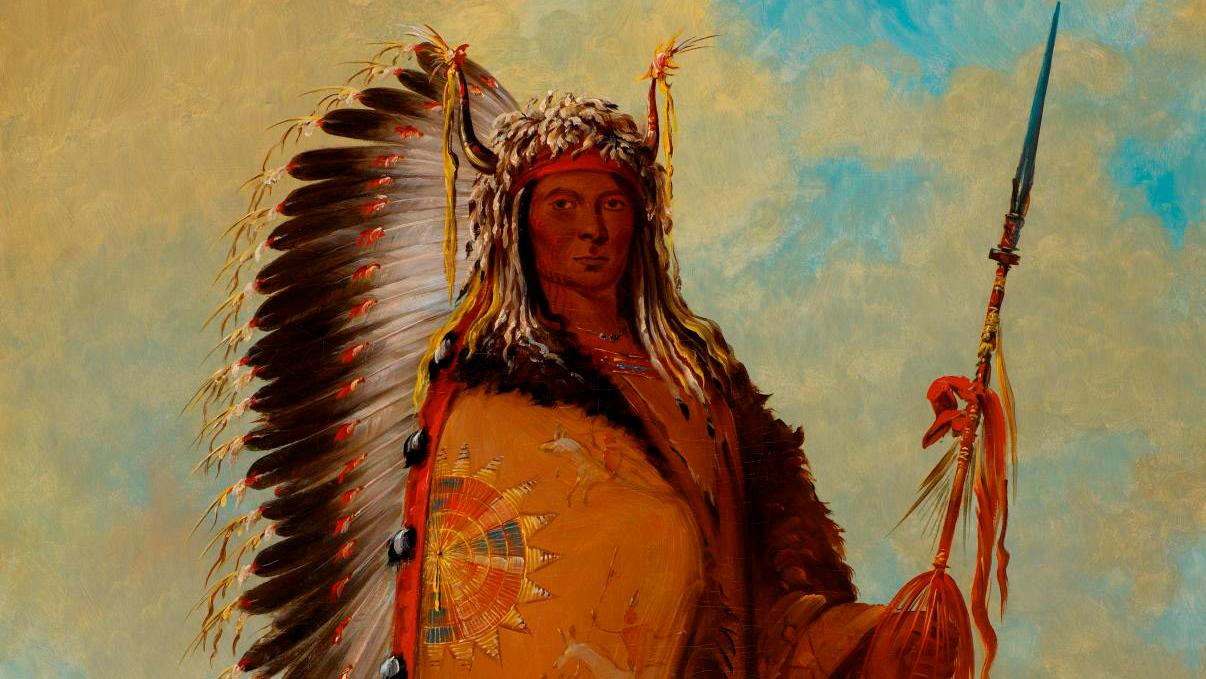 George Catlin (1796-1872), Portrait of Ee-ah-sa-pa (Black Rock), Chief of the Nee-Cow-e-je,... Indigenous Americans: From One Stereotype to Another 