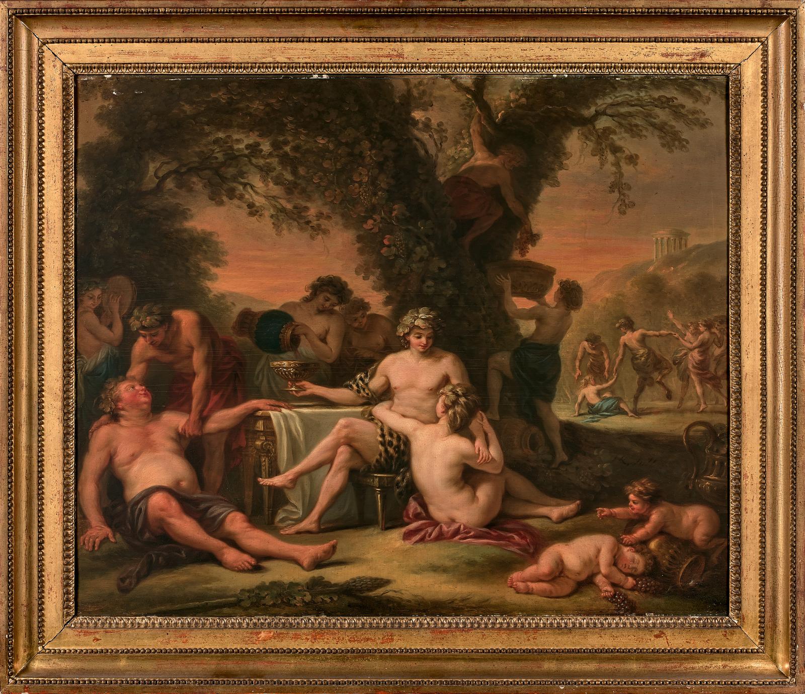 11 141 € Nicolas-René Jollain (1732-1804), Les Plaisirs de Bacchus ou L’Allégorie de l’Automne, panneau, 53 x 64 cm. Drouot, 19 juin 2019.
