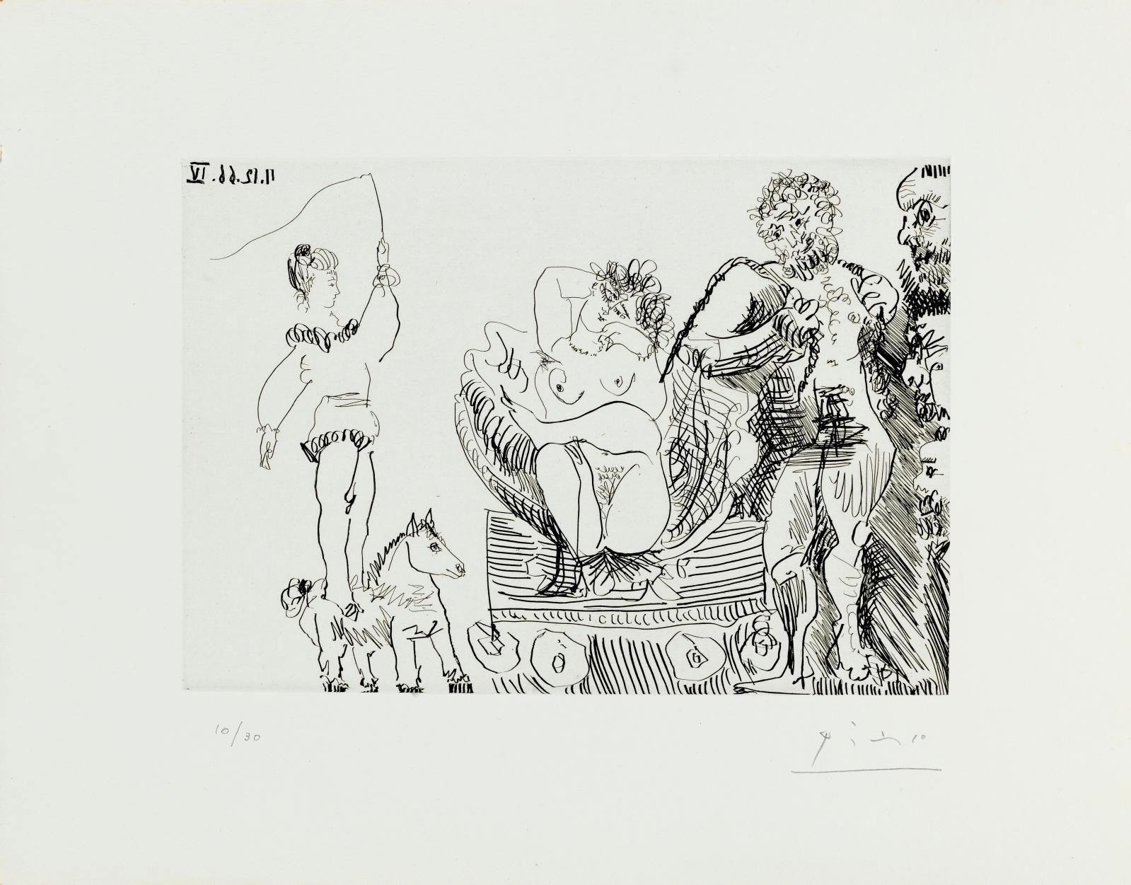 Fernand Crommelynck (1885-1970) et Pablo Picasso (1881-1973), Le Cocu magnifique, suite complète de l’ouvrage de 12 eaux-fortes à grandes 